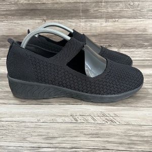 Skechers Up Lifted Mary Jane Shoes Womens 9.5 Black Wedge Relaxed Fit 100453